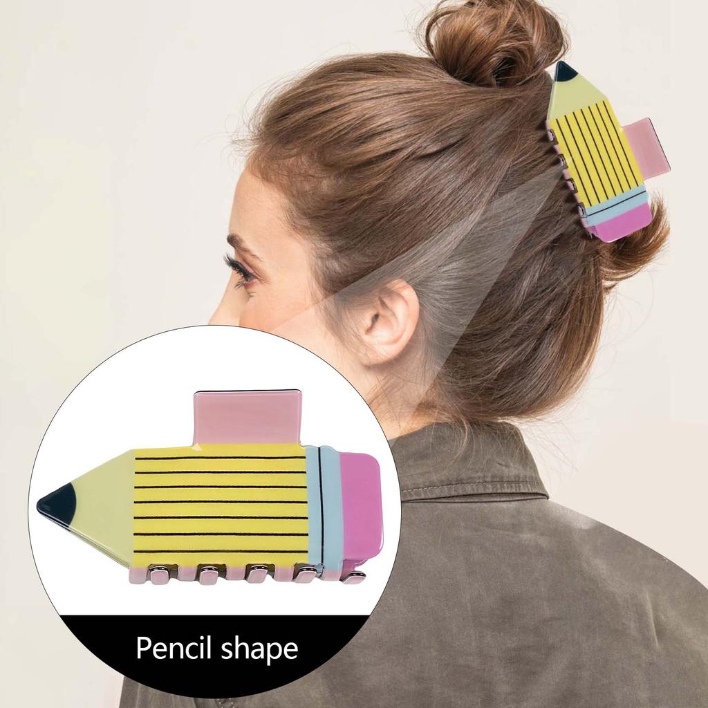 Creative Women's Shark Clip Cartoon Cute Pencil Shaped Ponytail Clip Home Travel Festival Party Lazy Style Hair Accessories