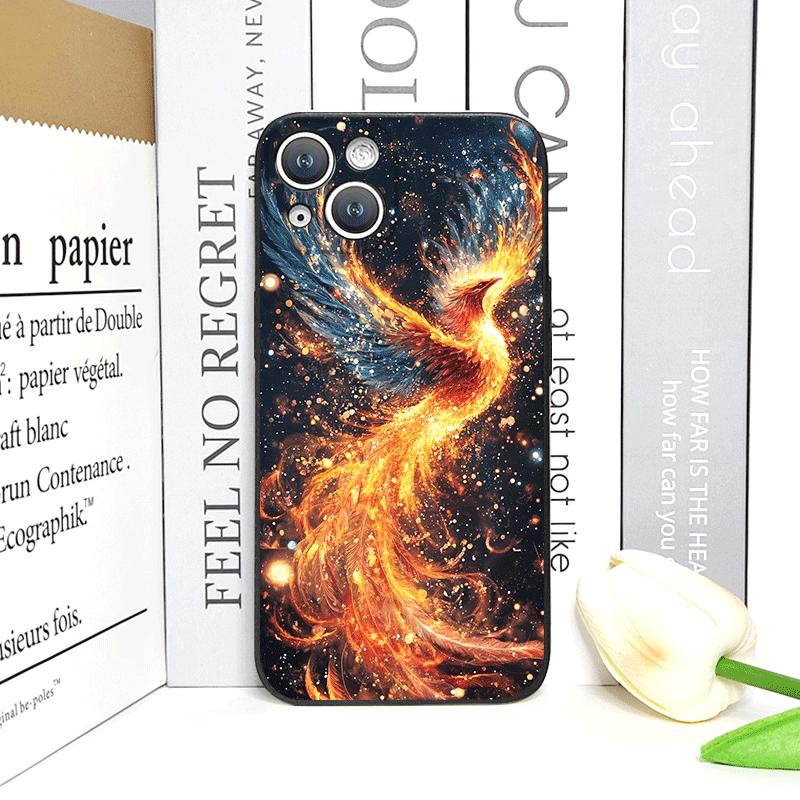 Роскошный чехол для телефона с узором «Перо Феникса и Пламя» для iPhone 17 16 12 11 14 Plus 13 14 15 Pro Max 12 13 Mini X XS MAX XR Мягкий чехол