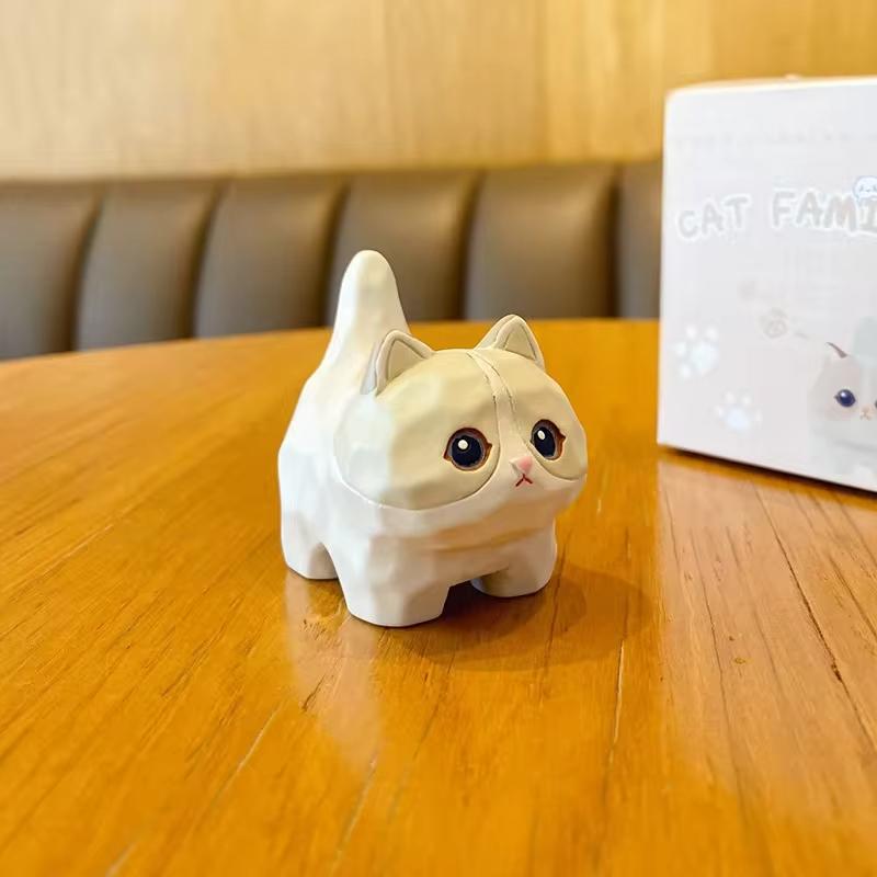 1 шт., смоляное маленькое украшение в виде кошки, красочная мини-имитация, резьба по дереву, фигурки котят из семьи Мяу, милые поделки, подарки, декор для рабочего стола