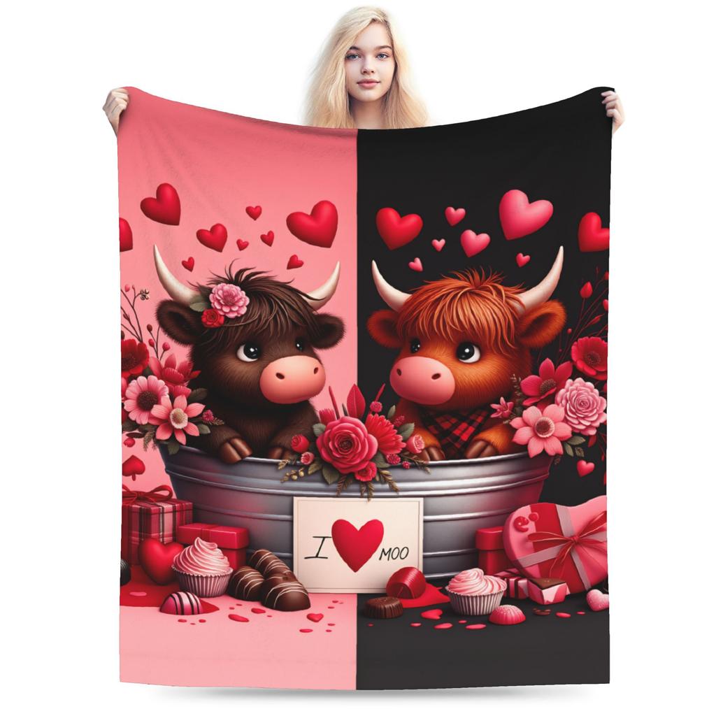 Soft Blankets Kids Adult Decorative Highland Cow Themed Throw Blanket Flannel Bedspread For Couch Bed Funny Sofa Bed Cover