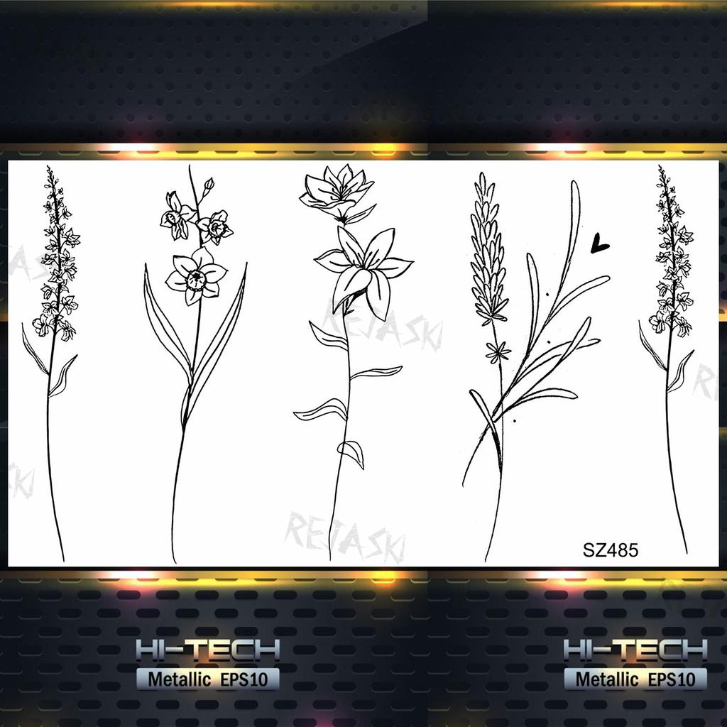 Hyacinth Daisy Temporary Tattoos For Women Girl Lavender Peony Fake Tattoo Sticker Daffodil Tulip Wrist Fashion Waterproof Tatoo