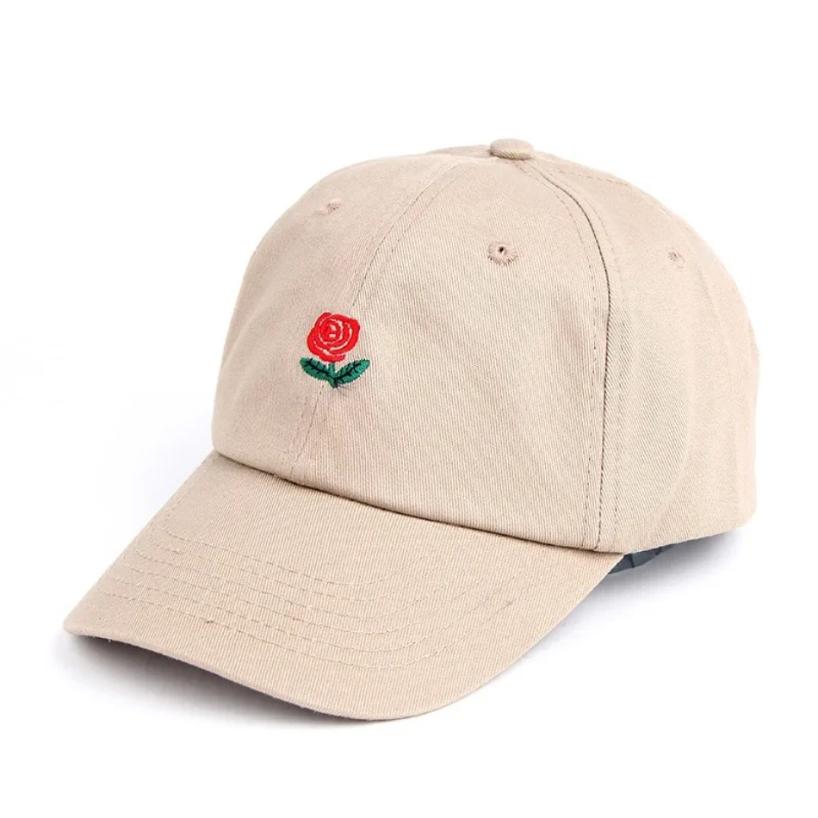 1 Pcs Unisex Rose Embroidery Baseball Cap For Men Women Flower Cap Rapper Street Hip Pop Hats Outdoor Sports Female Hat
