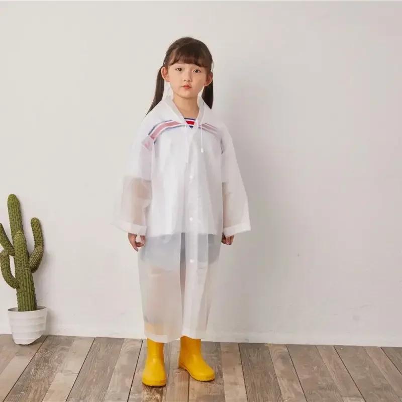 Детский дождевик-пончо одноразовый цельный для девочек и малышей, школьников, прозрачный, длинный, из ЭВА, дождевик оптом