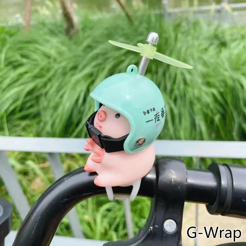 Car Cute Little Pink Pig With Helmet Propeller Wind-breaking Duck Road Bike Motor Helmet Riding Cycling Car Accessories Decor