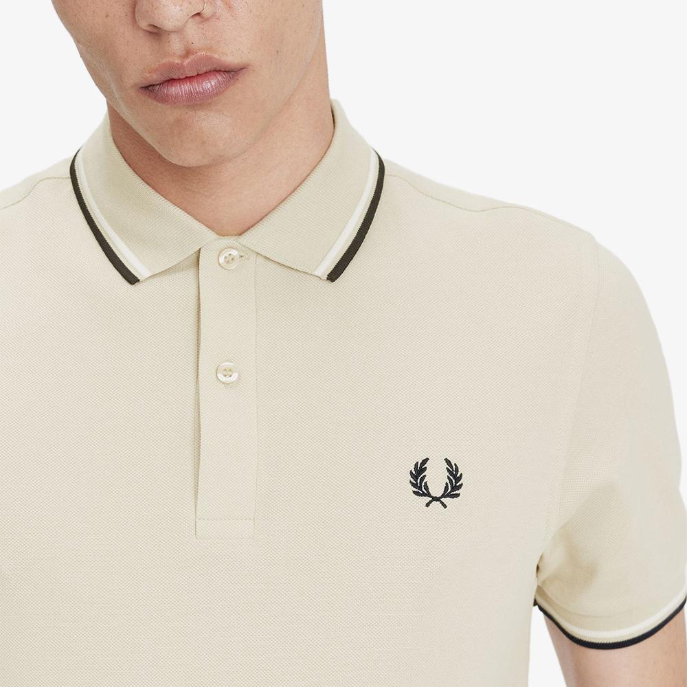 FRED PERRY [M3600] Twin Tip Fred Perry Shirt - Oatmeal/Ecru/Black Afpm2413600-U87