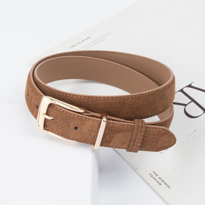 Suede Cowhide Women's Belt Casual Pants Jeans Skirt Decorative Pin Buckle Women's High-end Leather Belt