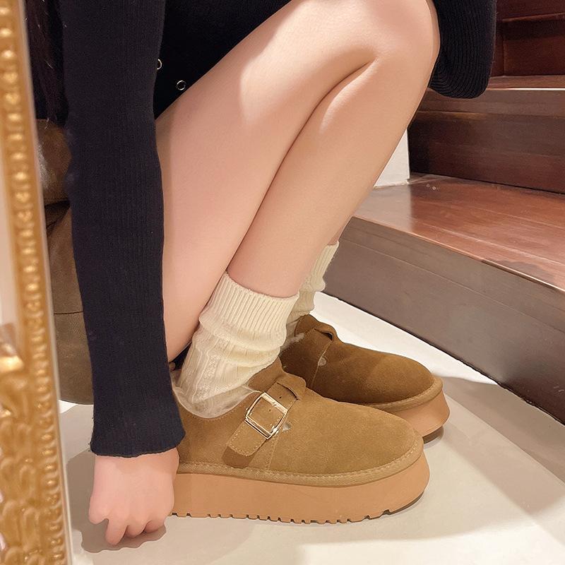 Women's Fashion Lightweight Soft Sole Winter Warm One-step Fur One Snow Boots Padded Lining Non-slip Casual Sports Cotton Boots Fur Shoes