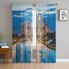 Frankfurt Am Main Skyline At Dusk Germany Tulle Sheer Curtains for Living Room Bedroom Kitchen Decoration Voile Organza Curtains
