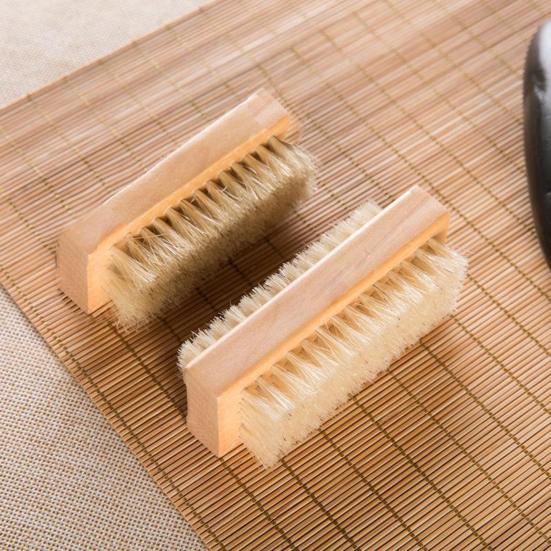 Кисть для ногтей Yousheng, легко моется, двухсторонняя, утолщенная, чистящая, деревянная ручка, натуральная щетина, кисть для маникюра