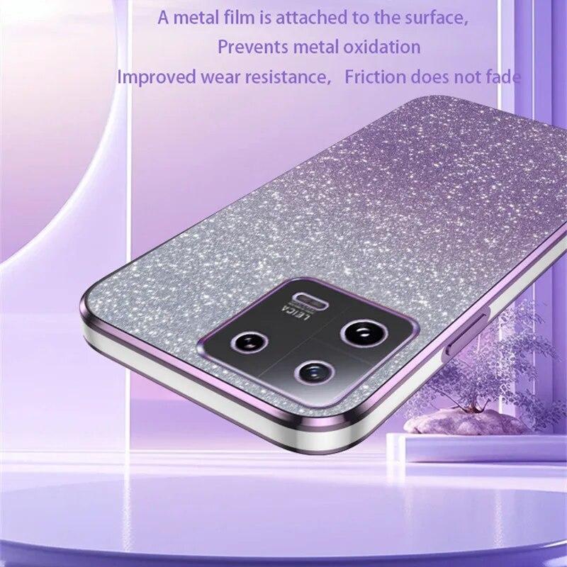 Модные чехлы 2 в 1 с блестящим покрытием для Xiaomi Mi 14 13 Pro 12 11 Lite 11T 13T 12T Redmi Note 13 12 Pro 12S 11 11S 10 9S 9, силиконовый чехол на заднюю панель
