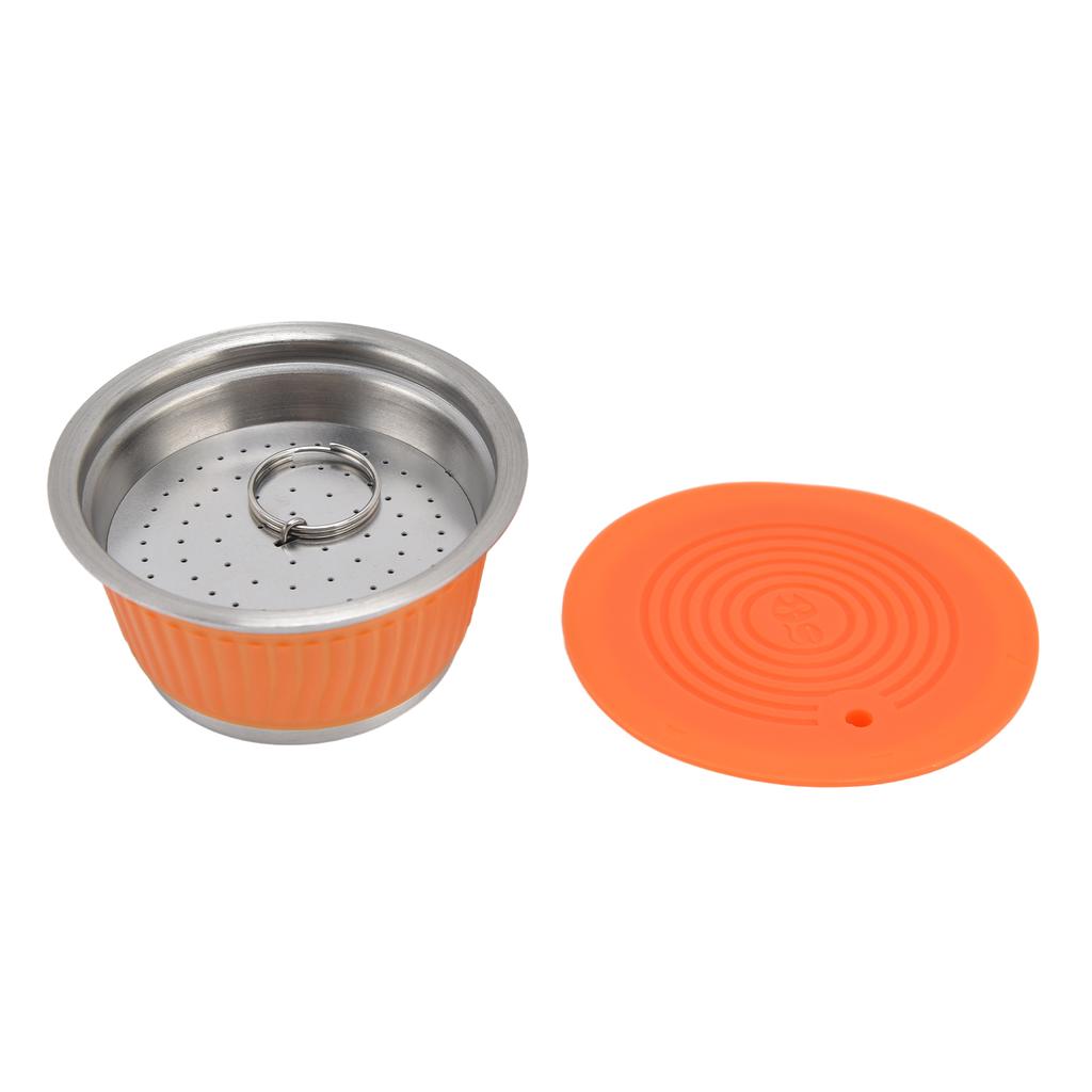 Stainless Steel Reusable Refillable Coffee Capsule Filter Cup with Tamper for Dolce GustoOrange