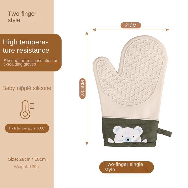 Silicone Heat Insulation Gloves Thickened, Non-slip, High Temperature Oven Gloves Baking and Scalding Kitchen Hand Clamps