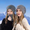 Women's Knitted Hat Winter Warm Hat Scarf Set Fleece-lined Earflaps Slipover Woolen Cap
