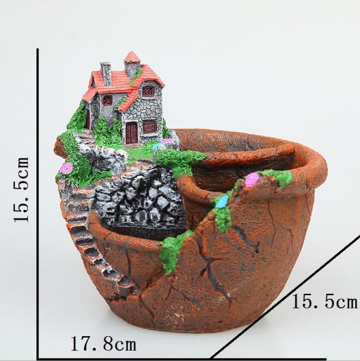 1pcs Flower Pot Resin Desktop Decor Garden Planter Bonsai Handcrafts Decoration