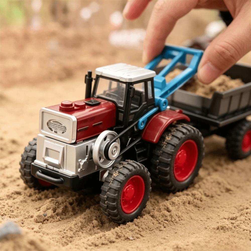Zinc Zinc Alloy Diecast Agricultural Tractors Toy Pull Back Tractor Trailer Toy Kids Gifts