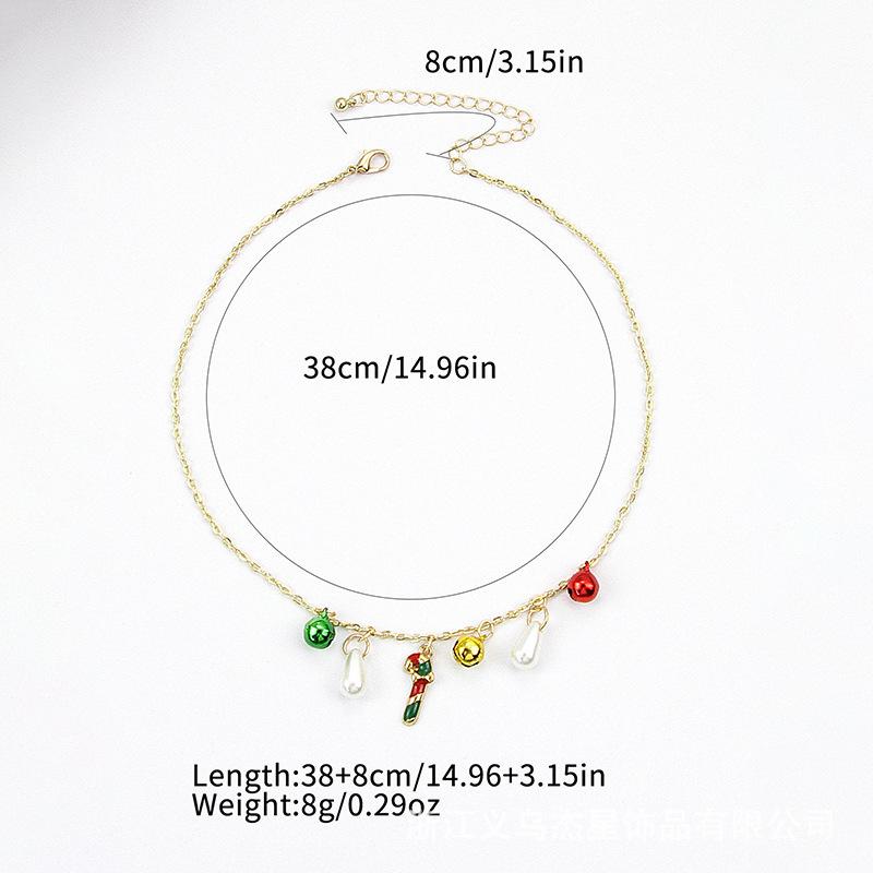 Роскошный кулон в виде красных и зеленых колокольчиков с белым жемчугом и дизайном в виде леденца