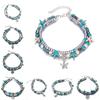 Vintage Turquoise Starfish Turtle Foot Ornaments Beach Layer Beaded Hollow Double Anklet for Women Valentine's Day Gift