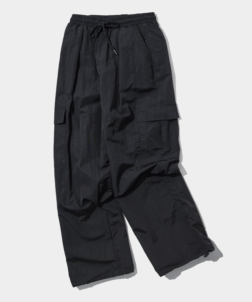 SOME PLACE Pocket Cargo Nylon Two-Way String Banding Pants [Charcoal]