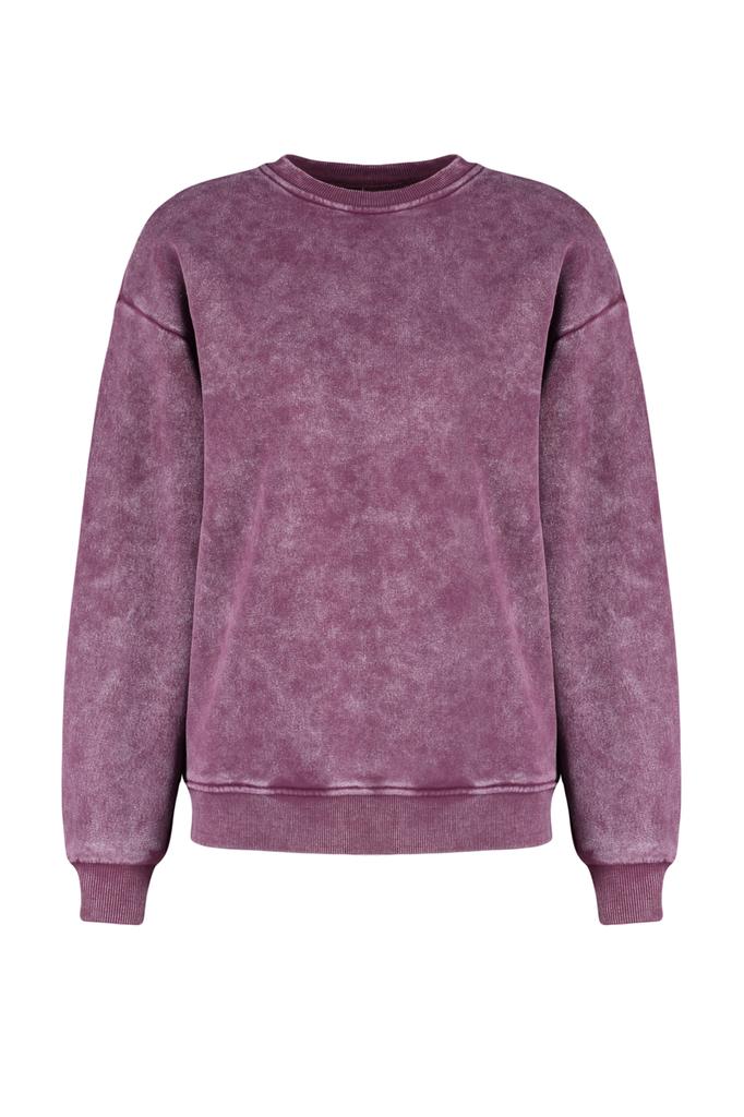 Women's Fashion New Sweatshirt Emerald Green Vintage Faded Effect Thick Inside Fleece Oversize Wide Fit Sweatshirt