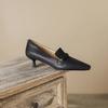 2025 New Retro French Simple Temperament High-end Niche Shoes Fashion Pointed Thin Heel Soft Leather Women's Single Shoes
