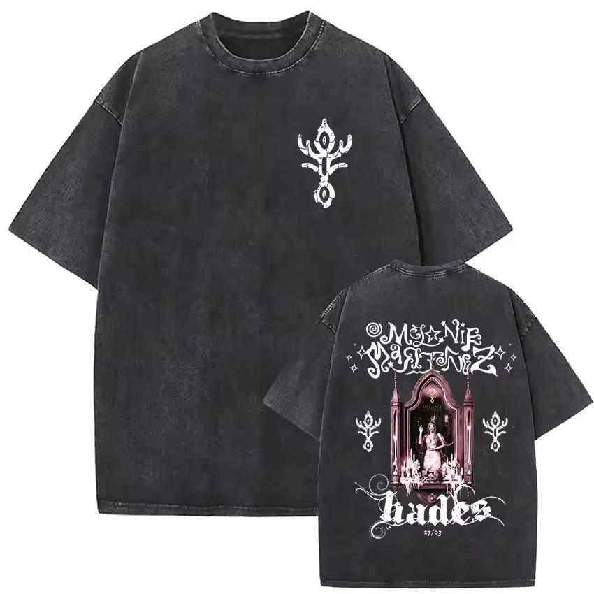 Washed Oversized T-shirt Melanie Martinez Heads Album Men Women Short Sleeve Harajuku Fashion Short Sleeve T-shirt Streetwear