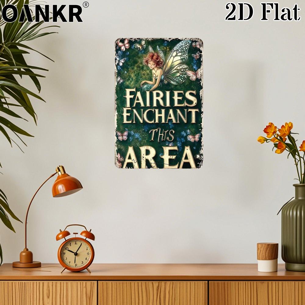 Vintage Garden Art Poster Metal Tin Sign Ideal Gift x Inch Fairies Metal Signs for Backyard Bedroom Home Wall Decor Plaque
