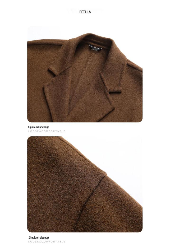 Мужское длинное шерстяное двубортное пальто 2025, Большой размер, Business Casual, Легкая роскошь