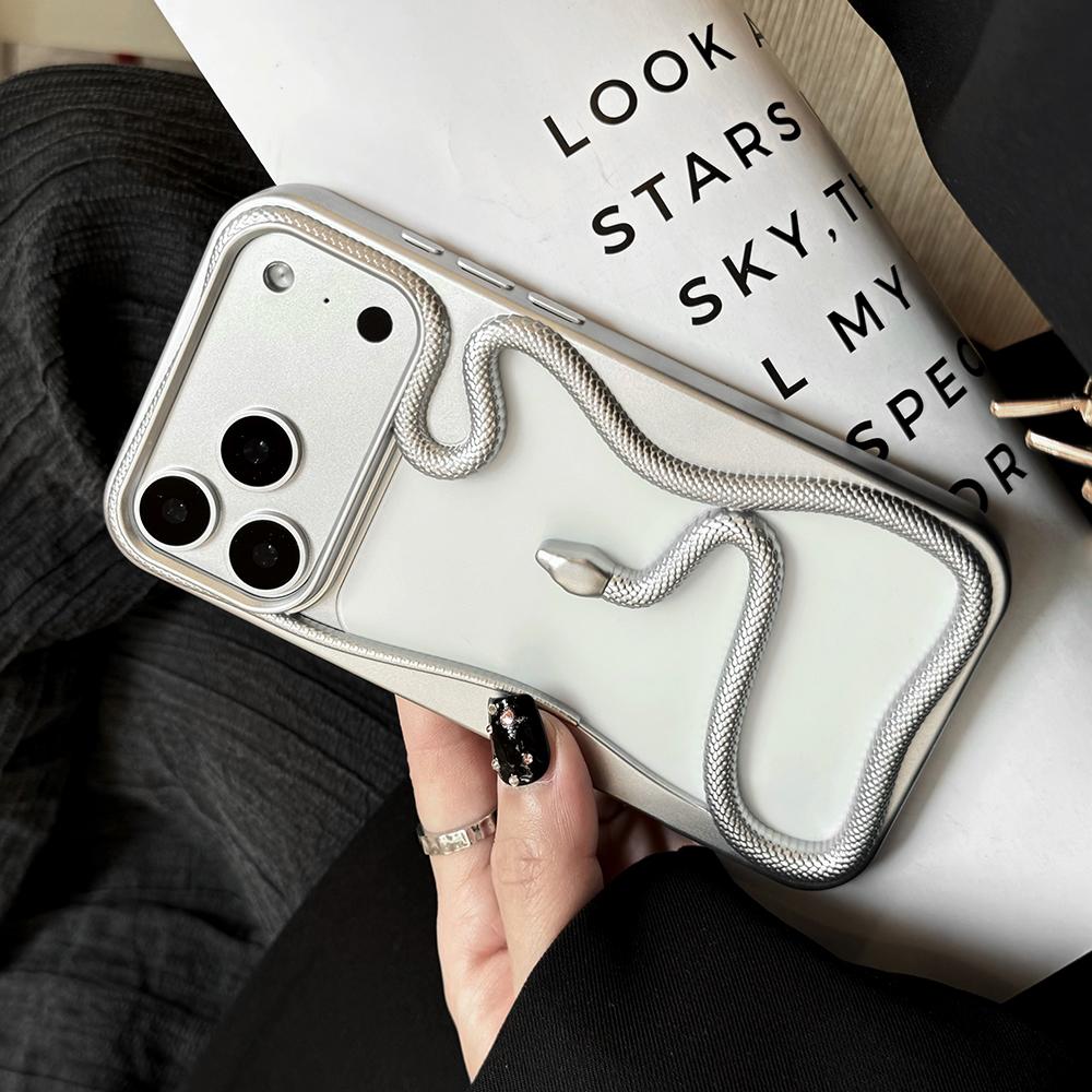 Orange 3D Snake Hollow Dissipate Heat Phone Case For 17 Air 16 15 14 13 12 11 Pro Max Frosted Shockproof Soft TPU Cover