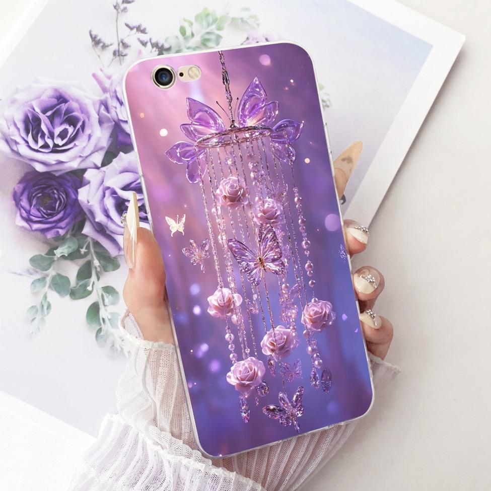 Transparent Casing For iPhone 6s Phone Case For iPhone 6 Cover Luxury Fashion Butterfly Funny Cute Painted