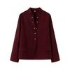 Womens Vintage Style Long Sleeve Shirt Jacket Street Regular Fit Stand Collar Single Breasted Outerwear