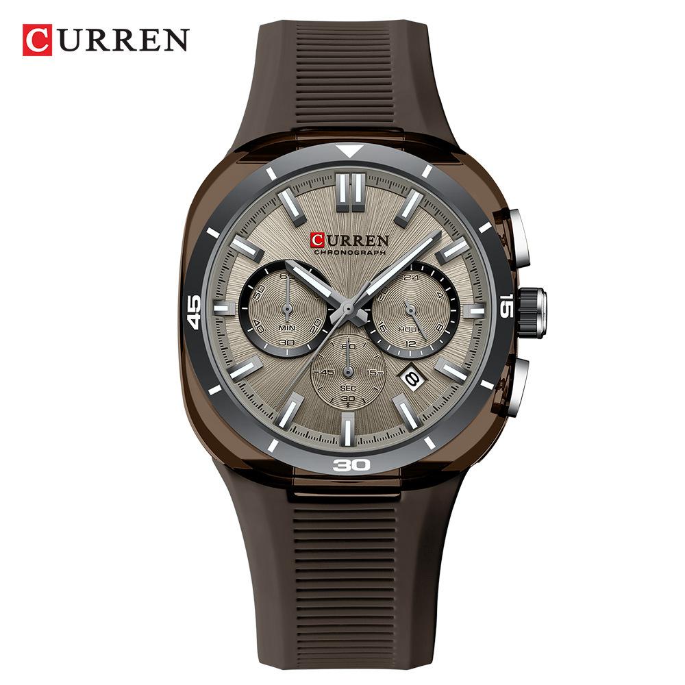 Fashion Sports Watch for Men Multifunction Chronograph Quartz Wristwatch Luminous Hands Rubber Band Daily Watch