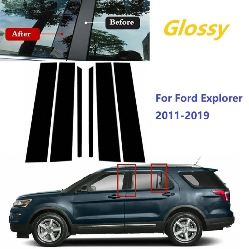 Glossy Black Pillar Posts Window Sticker Cover Fit For Ford Explorer 2011-2019 WITHOUT KEYPAD Cutout Door Side Moulding Trim
