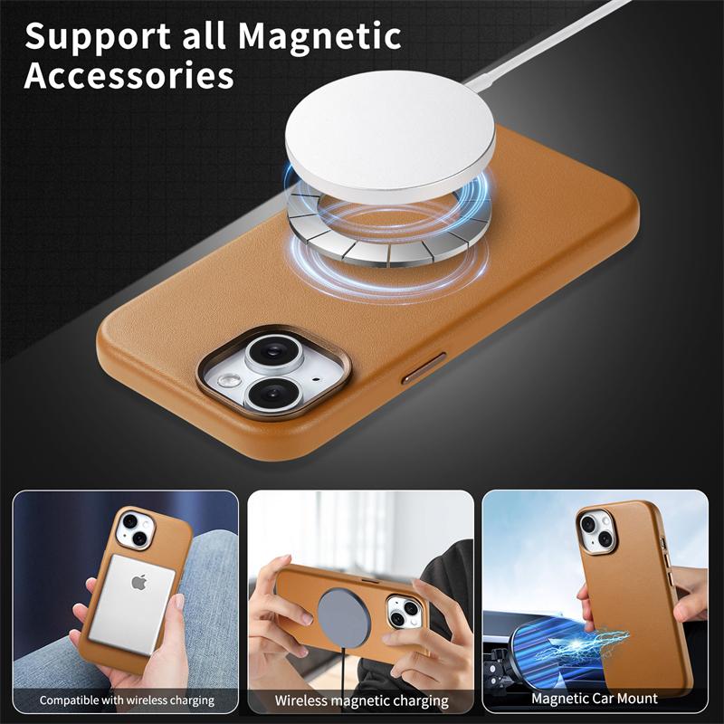 Деловой кожаный чехол Sle для MagSafe для iPhone 17 Pro Max Air 16 E 15 14 13 Pro Plus с сильным магнитом и поддержкой беспроводной зарядки