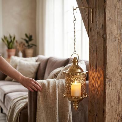 Metal Decorative Candle Holder Gold Tea Light Holder Vintage Iron Candle Holder Porch Decoration