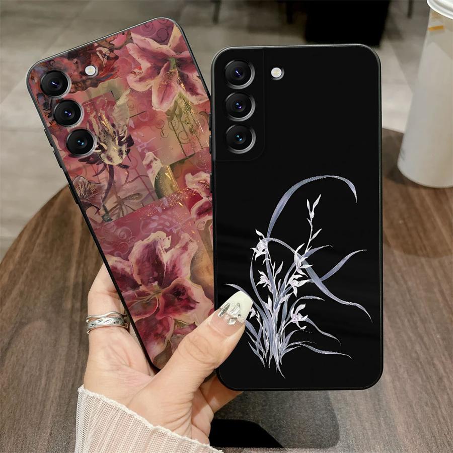 Чехол для телефона Samsung Galaxy A26 A72 A23 A22 A25 A71 A32 A53 A35 A55 A41 A24 A52 A36 A73 A51 с принтом цветов лилии и орхидеи
