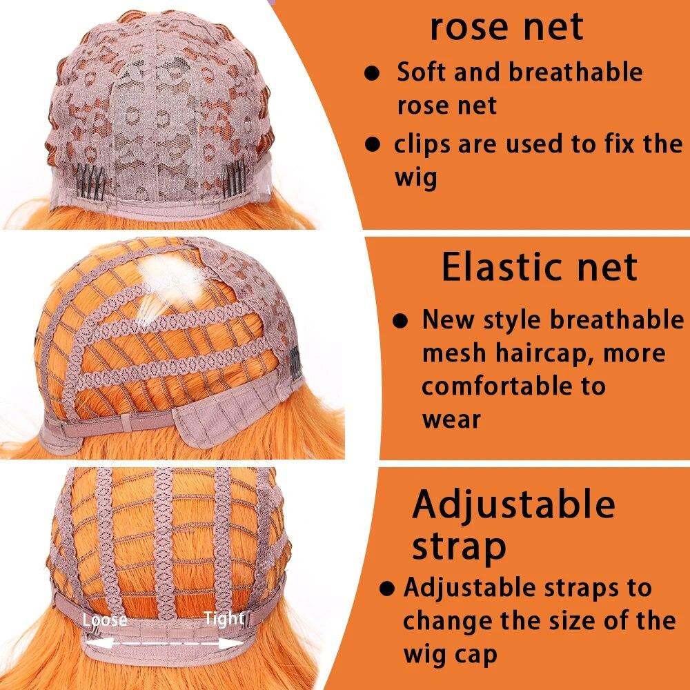 Оранжевые синтетические парики Длинные прямые парики с челкой для женщин Розовый Красный Косплей Вечерние Ежедневное использование Натуральные волосы