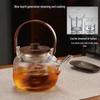Thickened Glass Teapot with Walnut Handle, Dual-Purpose for Steaming & Boiling; Japanese Style, Compatible with Open Fire & Electric Ceramic Stoves.
