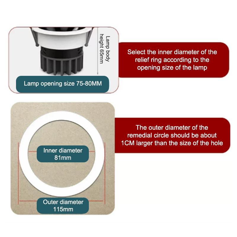 1 шт. Светодиодный спот-светильник, встраиваемый светильник, уплотнительные кольца, белый абажур, кольцо-адаптер, скрытые проставки, шайбы, прокладки для стойки освещения