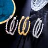 E0234 Creative Exaggerated Bamboo Earrings High-End 3A Zircon Needle Women'S Earrings Jewelry