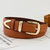 Винтажный женский ремень из искусственной кожи с золотой металлической пряжкой для повседневной работы и повседневного стиля