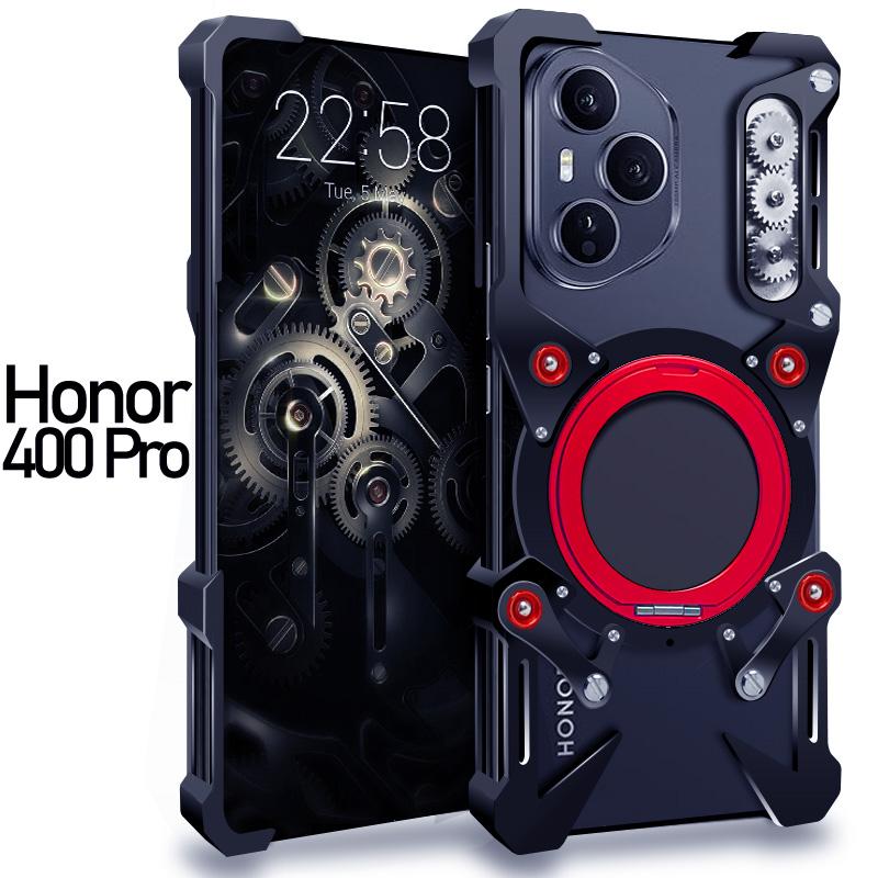Aluminum Frameless Case For Honor 400 Lite Honor 400 Pro Rotating Bracket Shell Metal Rimless Shockproof Cover