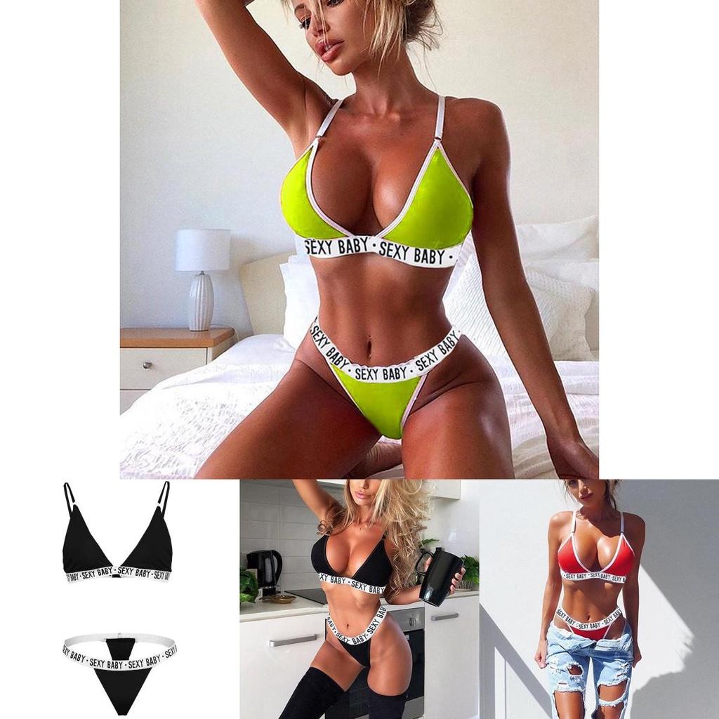 Летний Сексуальный Женский Бикини Комплект Купальник Мягкий Материал Push Up Дизайн с V-образным Тонгом
