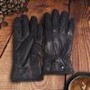 Mens Winter Black Leather Gloves For Driving Dress Real Sheepskin Leather Warm Fleece Lined Gloves