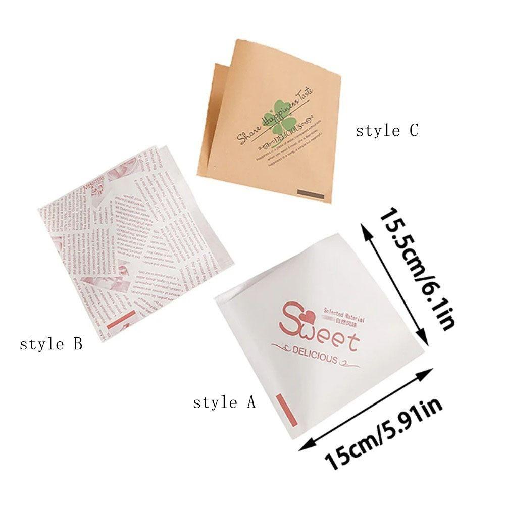 100Pcs 15x15cm Sandwich Wrappers Oilproof Disposable Hamburger Pouch Restaurant