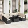 VidaXL 10-Piece Garden Sofa Set with Cushions Black Poly Rattan 3348883