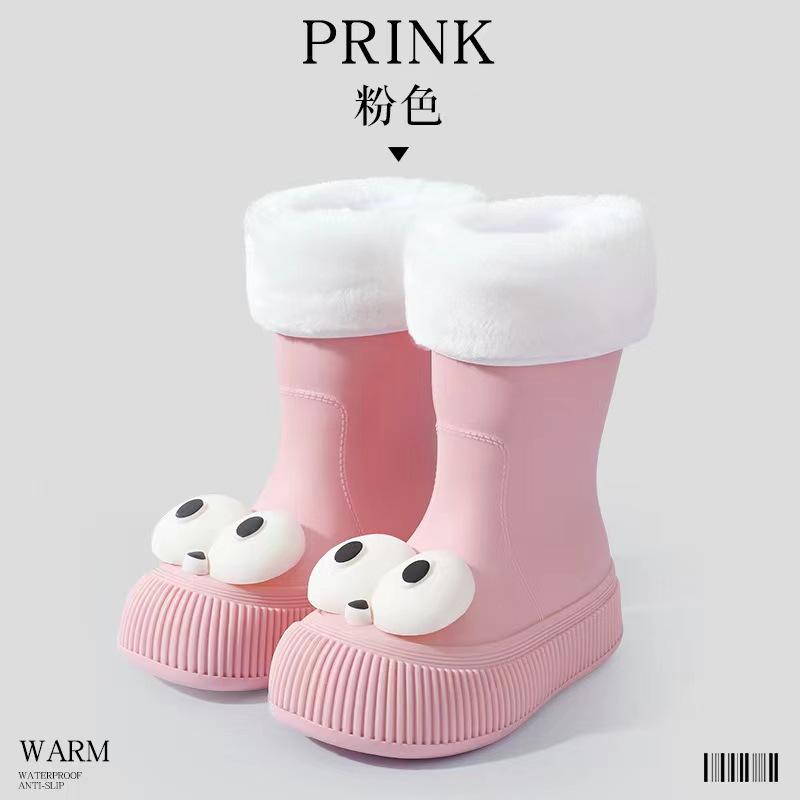 Женская дождевая обувь Женская функциональная обувь Модная мультяшная обувь для родителей и детей Уличная Нескользящая Водонепроницаемая Обувь Средней Длины Женские Ботинки