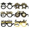 6 Pcs Black And Gold Graduation Glasses Class of 2025 Grad Eyeglasses for Graduation Party Decoration Photo Booth Props