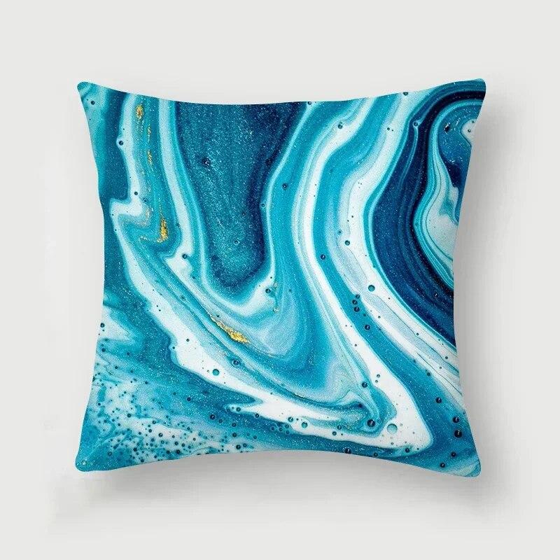 Nordic Blue Marble Polyester Pillowcase Sea Rock Texture Bedside Sofa Chair Throw Pillow Cushion Cover Home Decor
