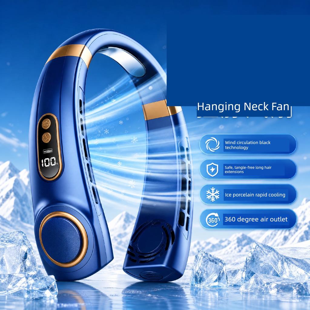 2026 New Model Neck-Hanging Fan, Portable and Convenient, Small USB Rechargeable, Ultra-Long Battery Life
