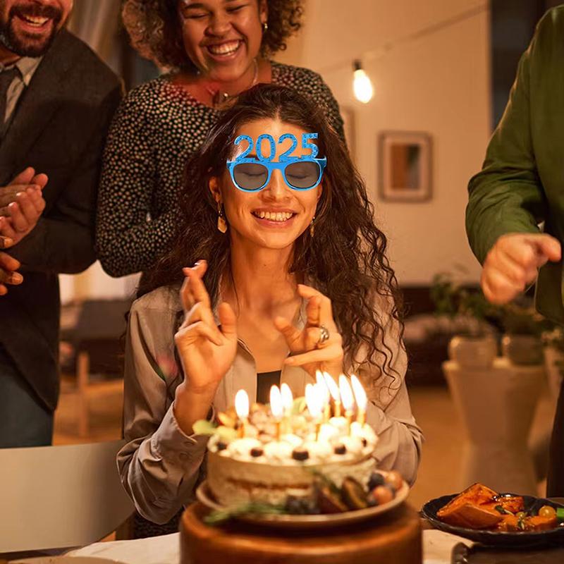 2025 Очки с цифрами, очки с Новым годом, очки с бриллиантовым блеском, реквизит для косплея, украшения для рождественской вечеринки, забавные очки